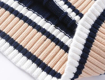 Striped White Knitted Sweaters for Men Blue Sleeveless Man Clothes V Neck Vest Red Waistcoat Jumpers Sweat-shirt Cigaret Cotton