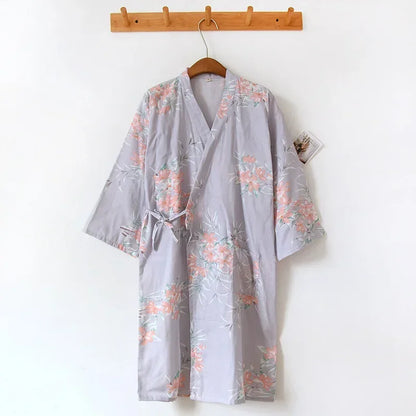 Ladies Cotton Kimono Bathrobe Loose Homewear Pajamas Robes for Women Multi Colors Printed Cardigan Sleep Wear Womens Robe