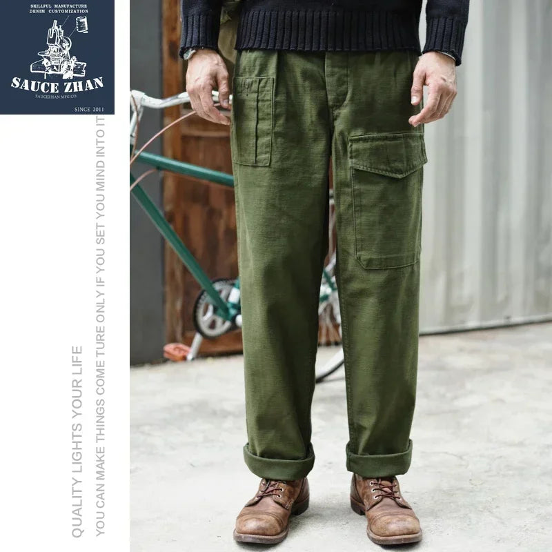 SauceZhan P37 British Army Pants OG107 Utility Fatigue Pants Classic Military Olive Sateen Baker Pants Pants&Capris Cargo Pants