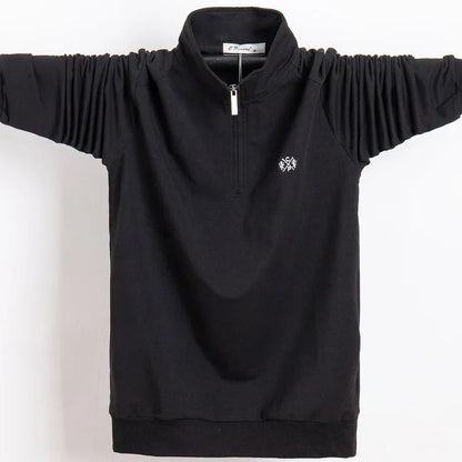 Men Polo Shirt 2025 Pure Cotton Men Business Casual Male Polo Shirt Autumn Long Sleeve Stand Collar Polo Shirt Plus Size 5XL 6XL