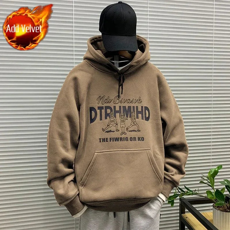 Men's Hooded Sweatshirt New In Korean Style Harajuku Fashion Sweat Shirt Loose Male Hoodie Winter Aesthetic Warm Tops Streetwear