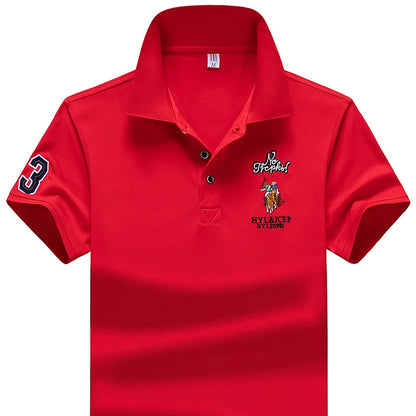 Polo Shirt men Summer New synthetic style fiber Mens Short Sleeve Polo Shirt youth Embroidered Business Casual Polo Shirt 1733