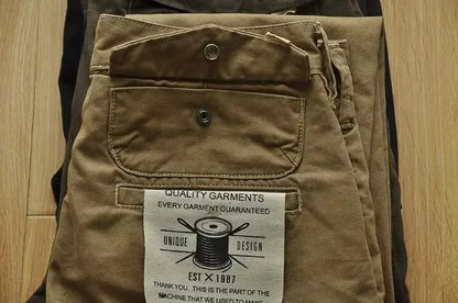 New Mens New Cargo Pants American Retro Heavy-duty Workwear Pants Man Wear-resistant Loose Straight Leg Pants Casual Trousers