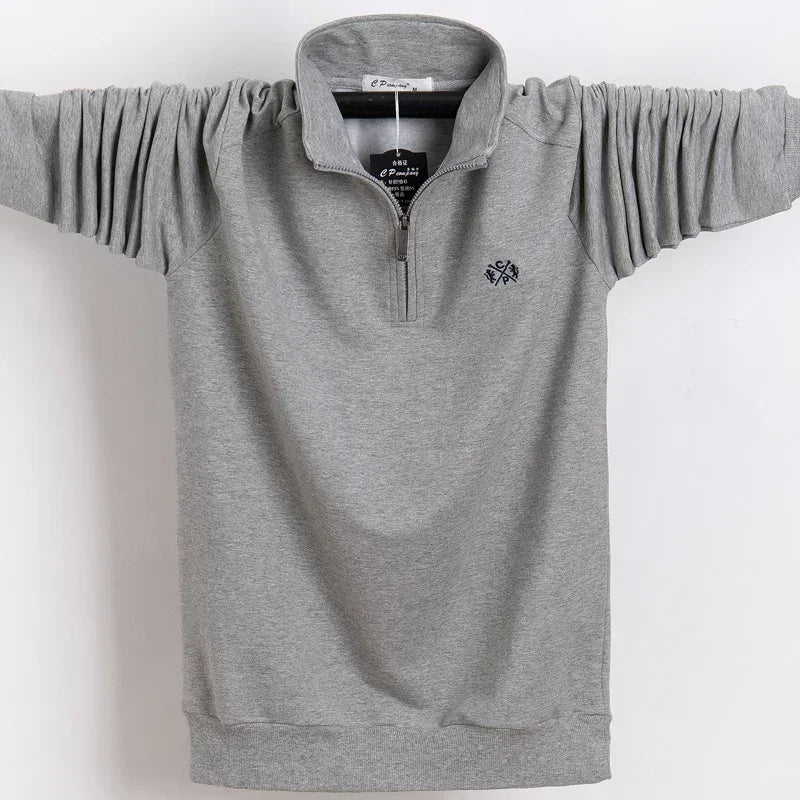 Men Polo Shirt 2025 Pure Cotton Men Business Casual Male Polo Shirt Autumn Long Sleeve Stand Collar Polo Shirt Plus Size 5XL 6XL