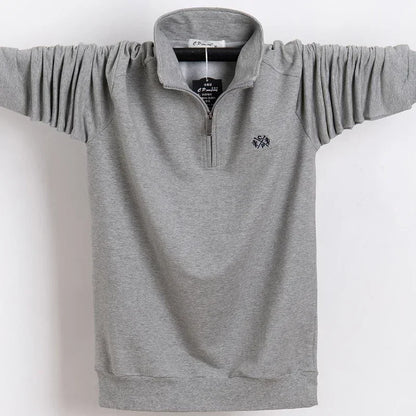 Men Polo Shirt 2025 Pure Cotton Men Business Casual Male Polo Shirt Autumn Long Sleeve Stand Collar Polo Shirt Plus Size 5XL 6XL