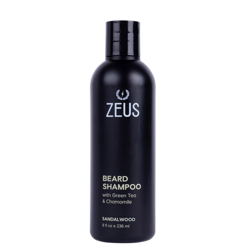 Beard Shampoo Wash for Men with Natural Oils (8 Fl Oz) Sandalwood | Cleansing & Moisturizing Beard Wash with Green Tea & Chamomile for Healthier, Softer, Flake Free Beard Growth (Made in USA)